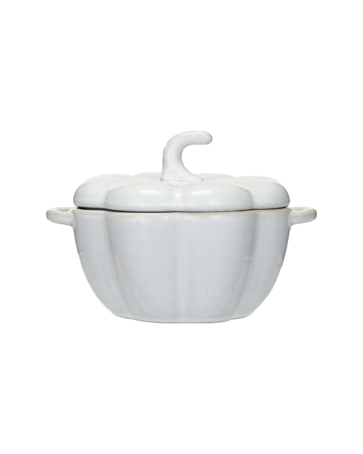 2 Cup Stoneware Pumpkin Baker w/ Handles, White