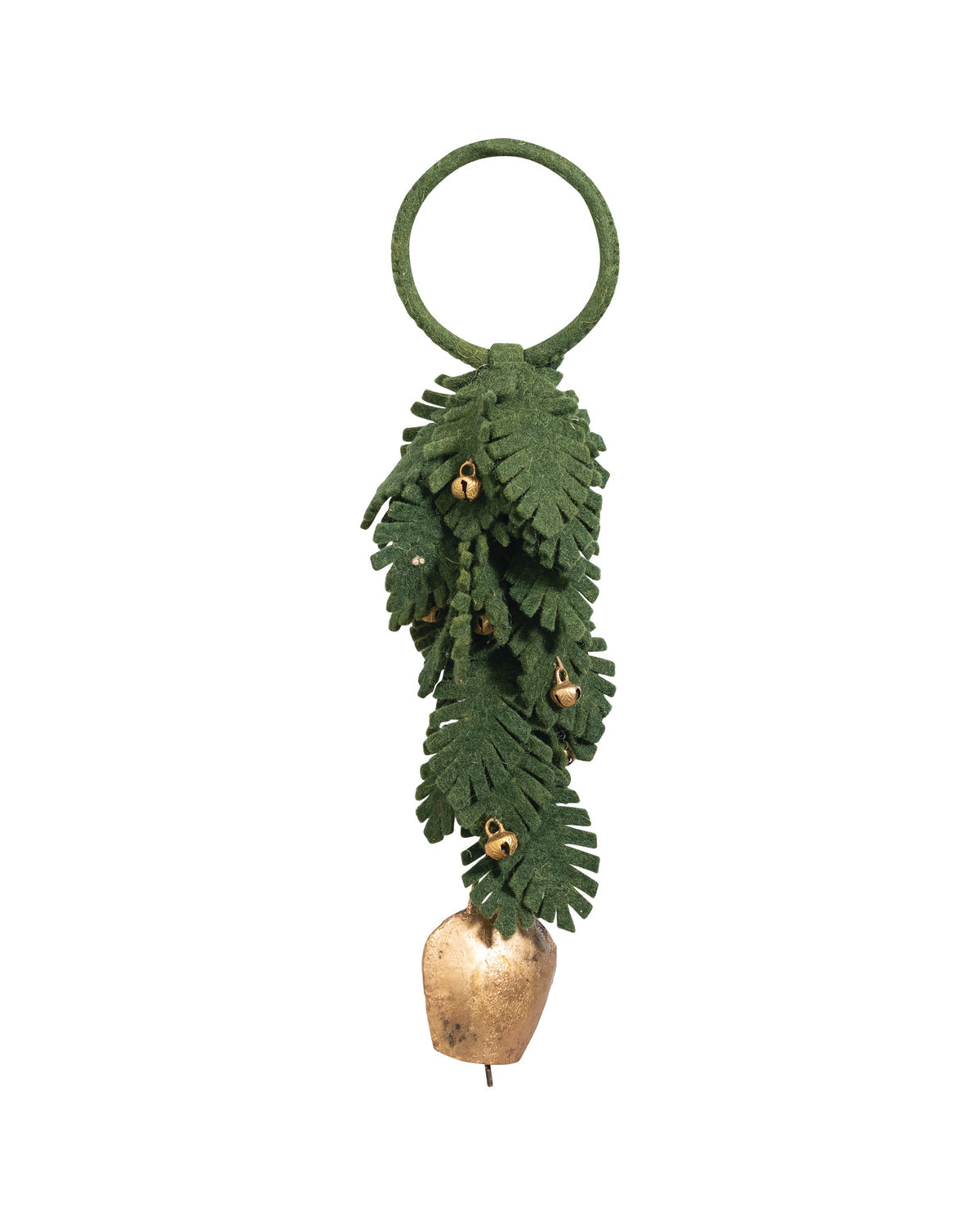 Handmade Wool Felt Leaves Door Hanger with Metal Bells