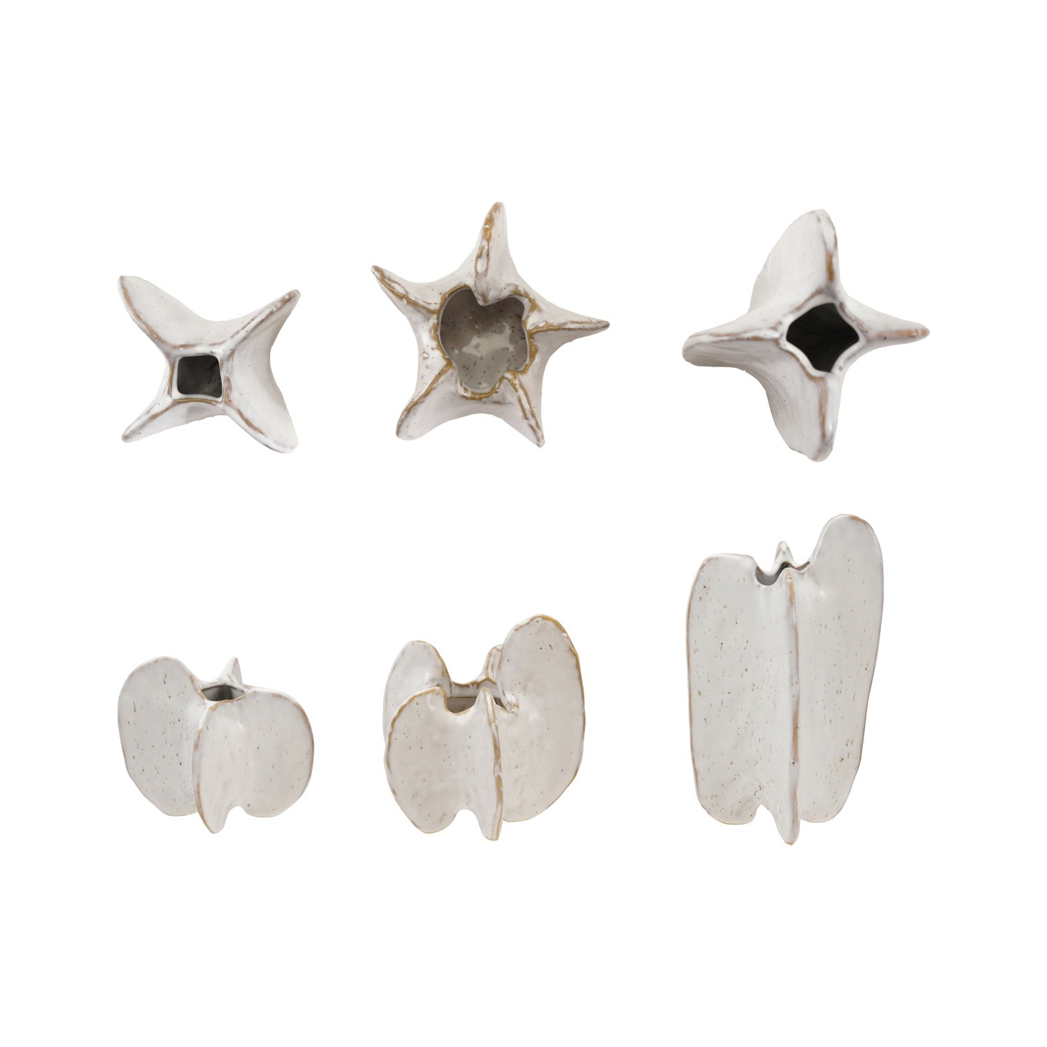 Stoneware Organic Shaped Vase, White, 3 Styles (Each One Will Vary)