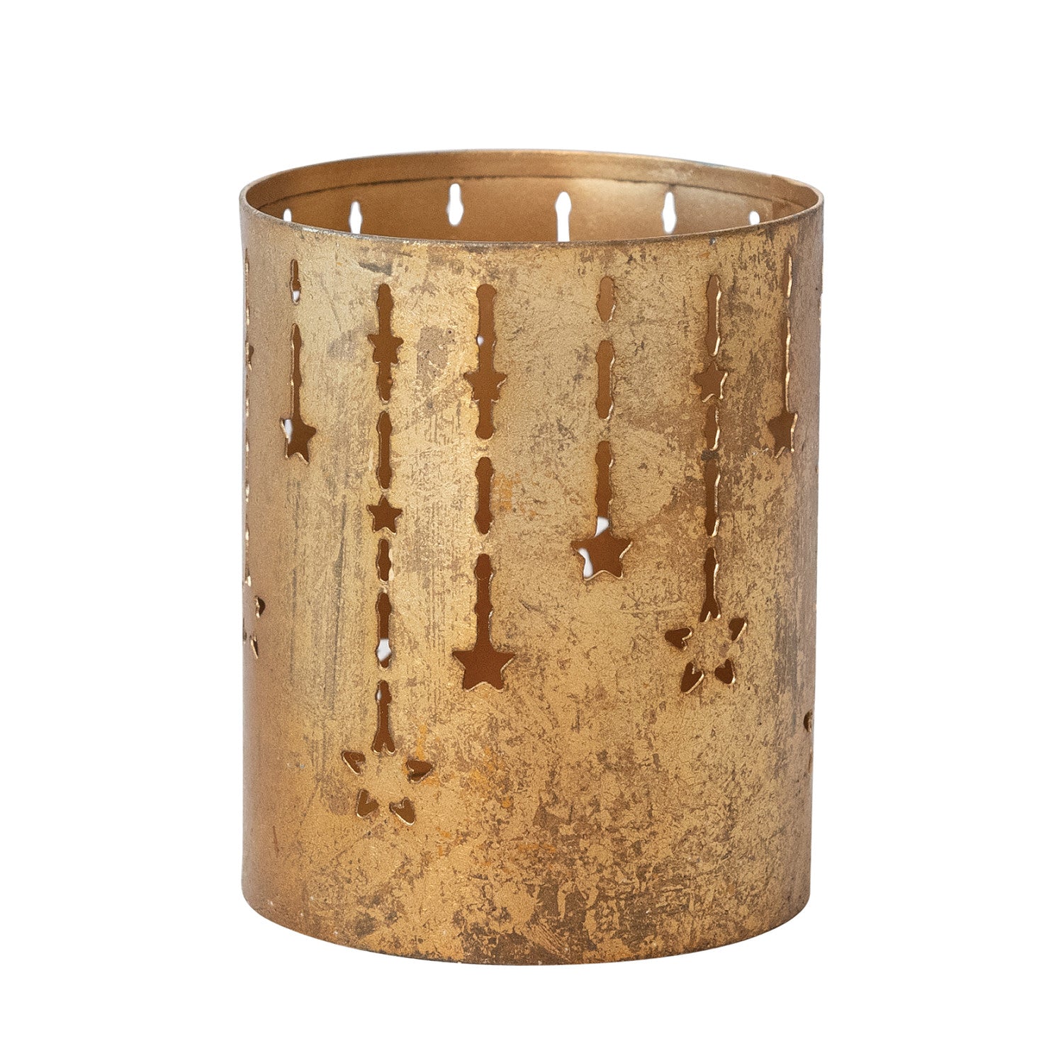 Textured Metal Tealight/Votive Holder with Cut-Outs